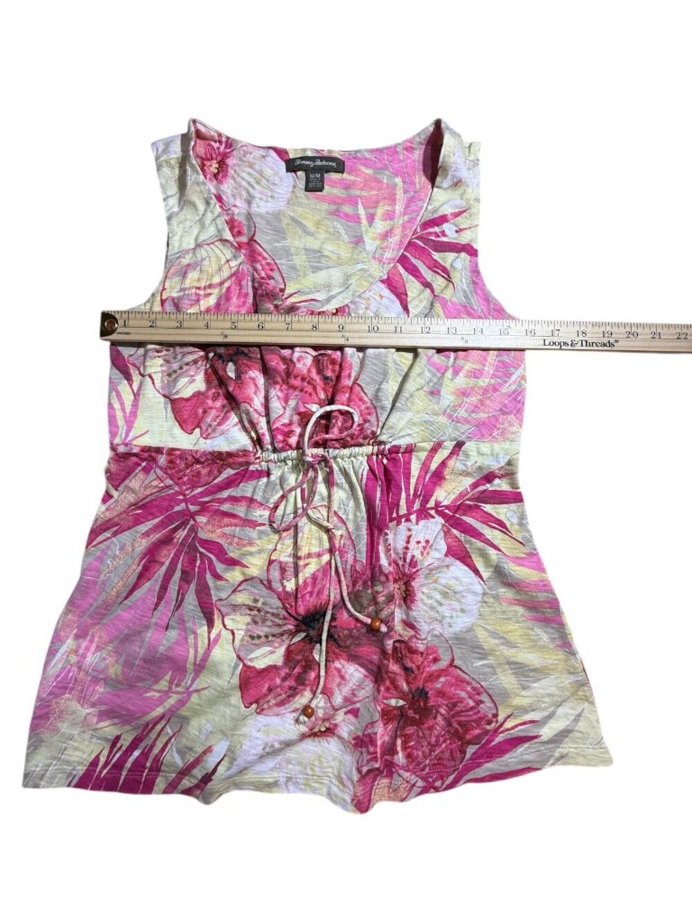 Tommy Bahama 100% cotton floral print sleeveless top - Picture 2 of 7